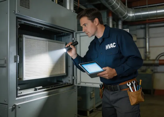 AirPure service engineer inspecting AHU